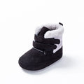 Boys' Casual Solid Colour Plush Lined Cotton Shoes from Fashion Plush with Soft Artificial PU Upper, Outer Sole Lengths 11.5cm, 12.5cm, 13.5cm for Toddlers Aged 12-36 Months and 24-48 Months in Black, Brown, Grey, Navy Blue, Rose Red