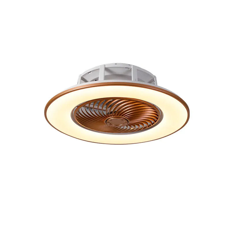 Invisible ceiling fan light with retracted ABS blades and acrylic shade in white finish