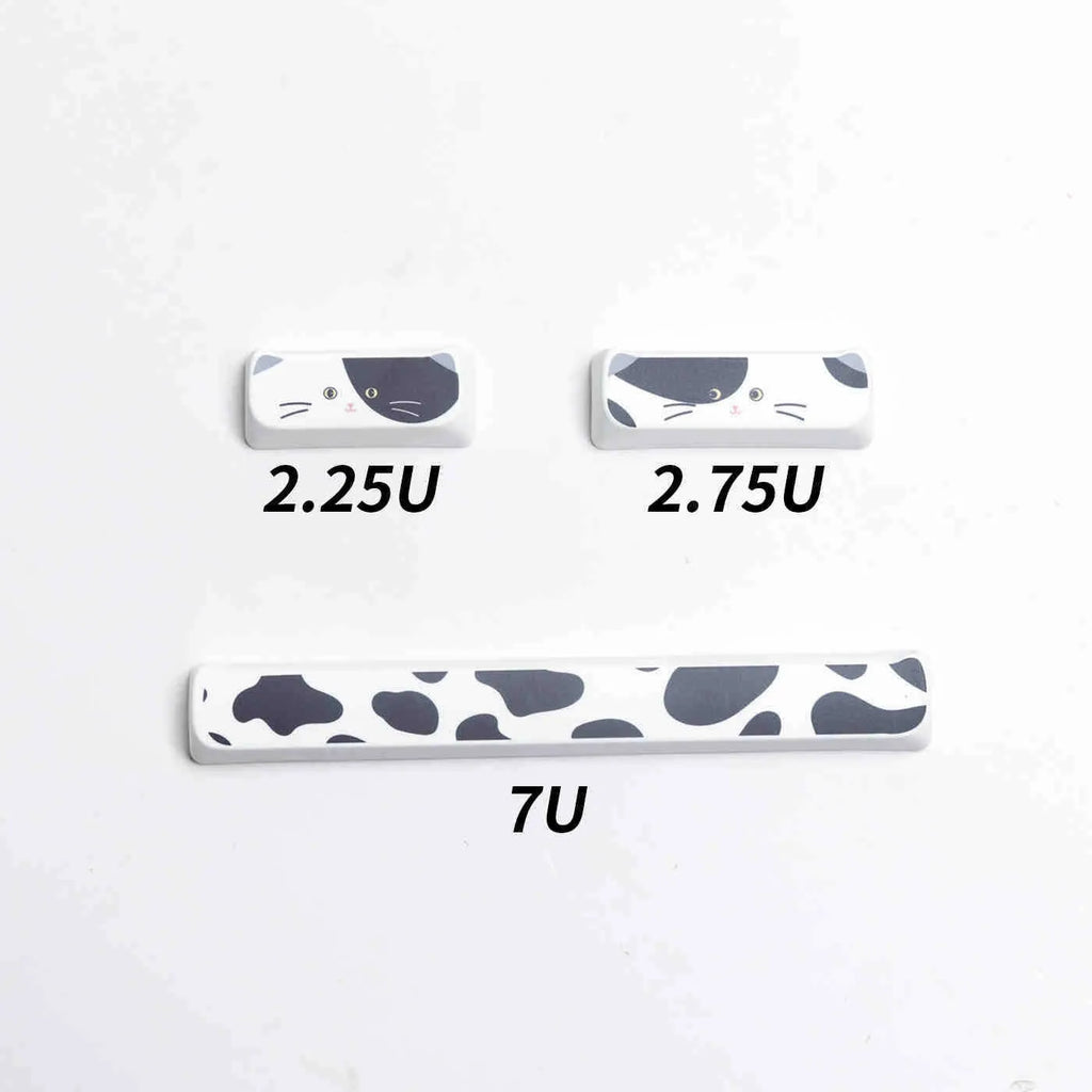 Black and white kitten sublimation key cap set for mechanical keyboards, PBT material, MAO height, full set of 26 key caps