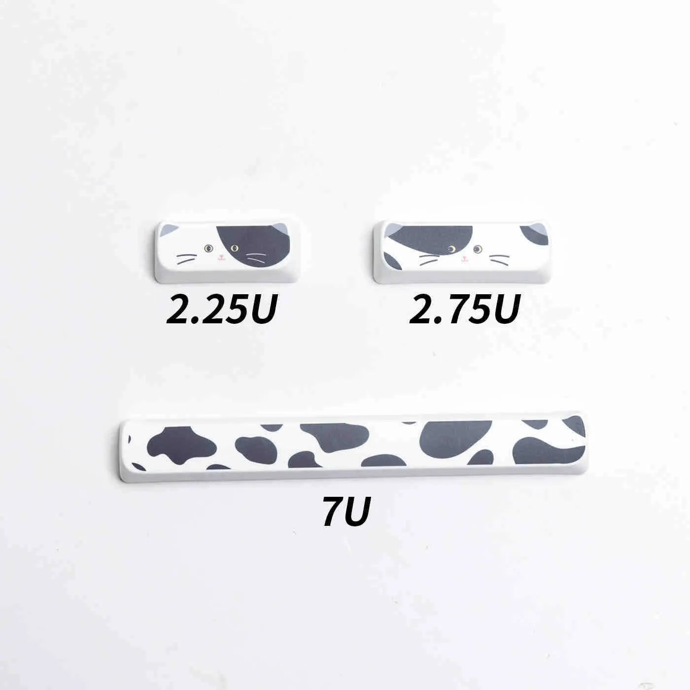 Black and white kitten sublimation key cap set for mechanical keyboards, PBT material, MAO height, full set of 26 key caps