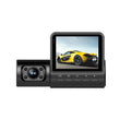 Black 1080P car dash cam with touch screen and wide-angle lens for vehicle recording
