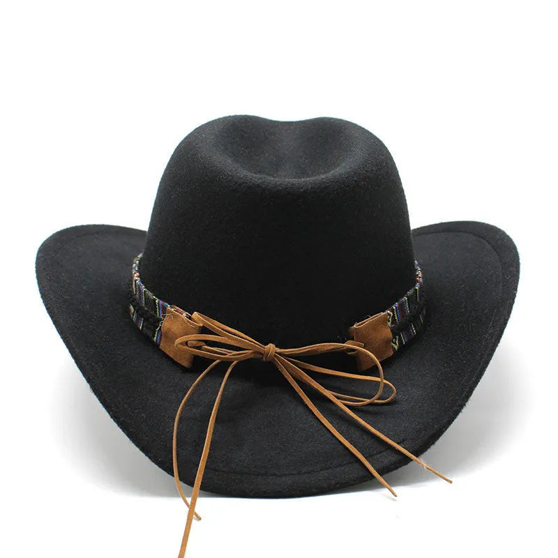 Western-style cowboy hat with a bell-shaped crown in a choice of colours on a wooden peg.