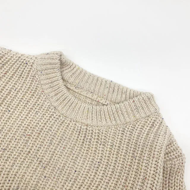 Children winter casual cotton oversized sweatsuit top in vanilla colour