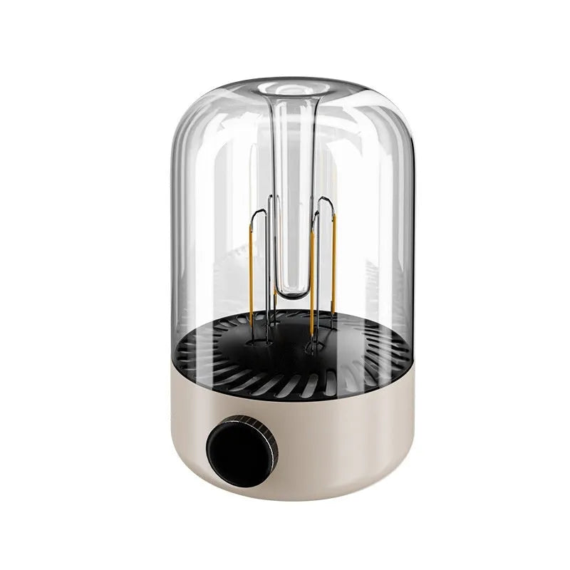Camping ambience light with analog brightness knob and USB port in beige colour