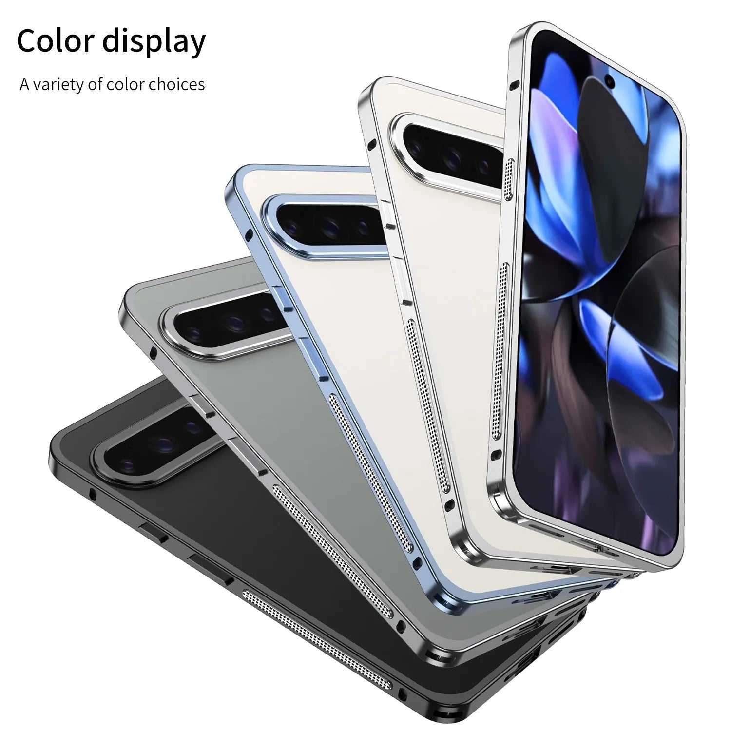 Aluminium alloy heat dissipation phone case for Google Pixel 9 Pro XL with bracket and half-pack design