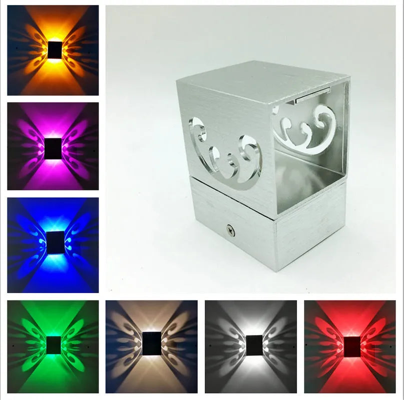 Modern aluminium butterfly wall lamp with remote control for eight colour options