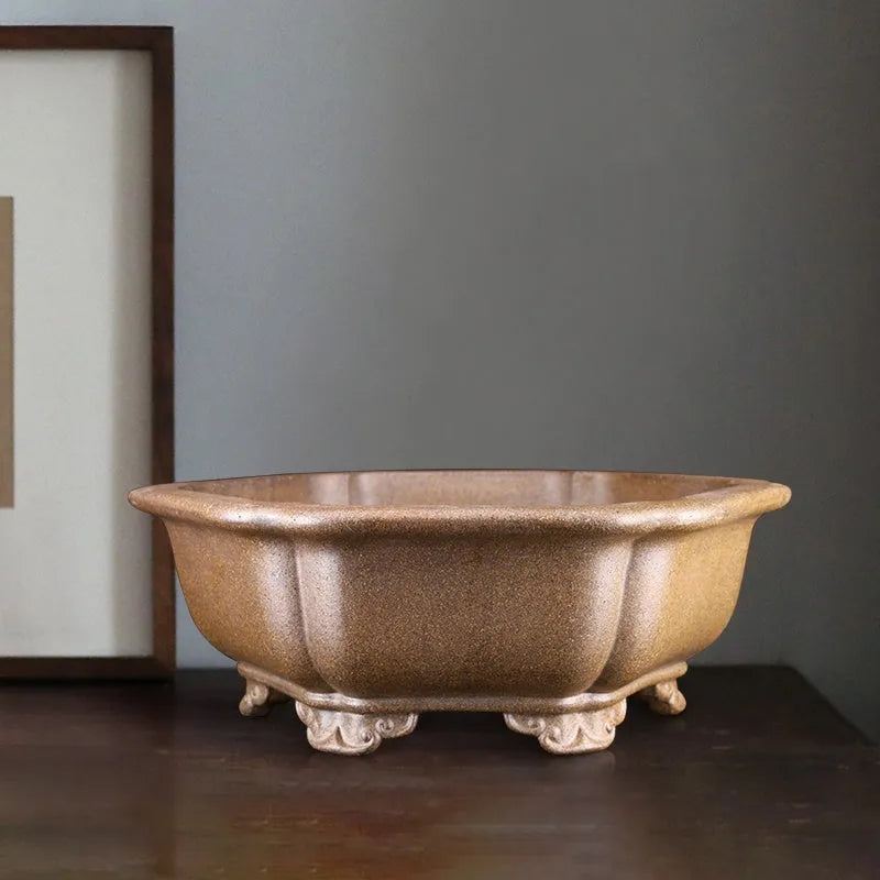 Handmade large purple sand tea basin for firewood ceremonies