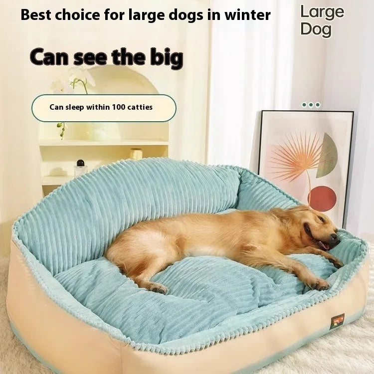 Morandi coloured removable pet bed mat with soft padding, shown in Large 90cm size.