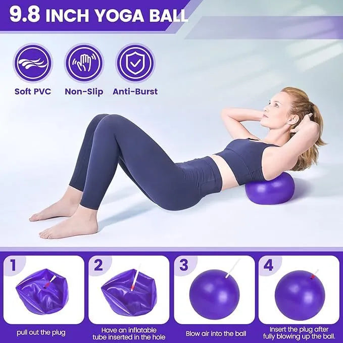 Yoga Pilates Roller 13-piece Set in pink and purple made of PP material for muscle recovery