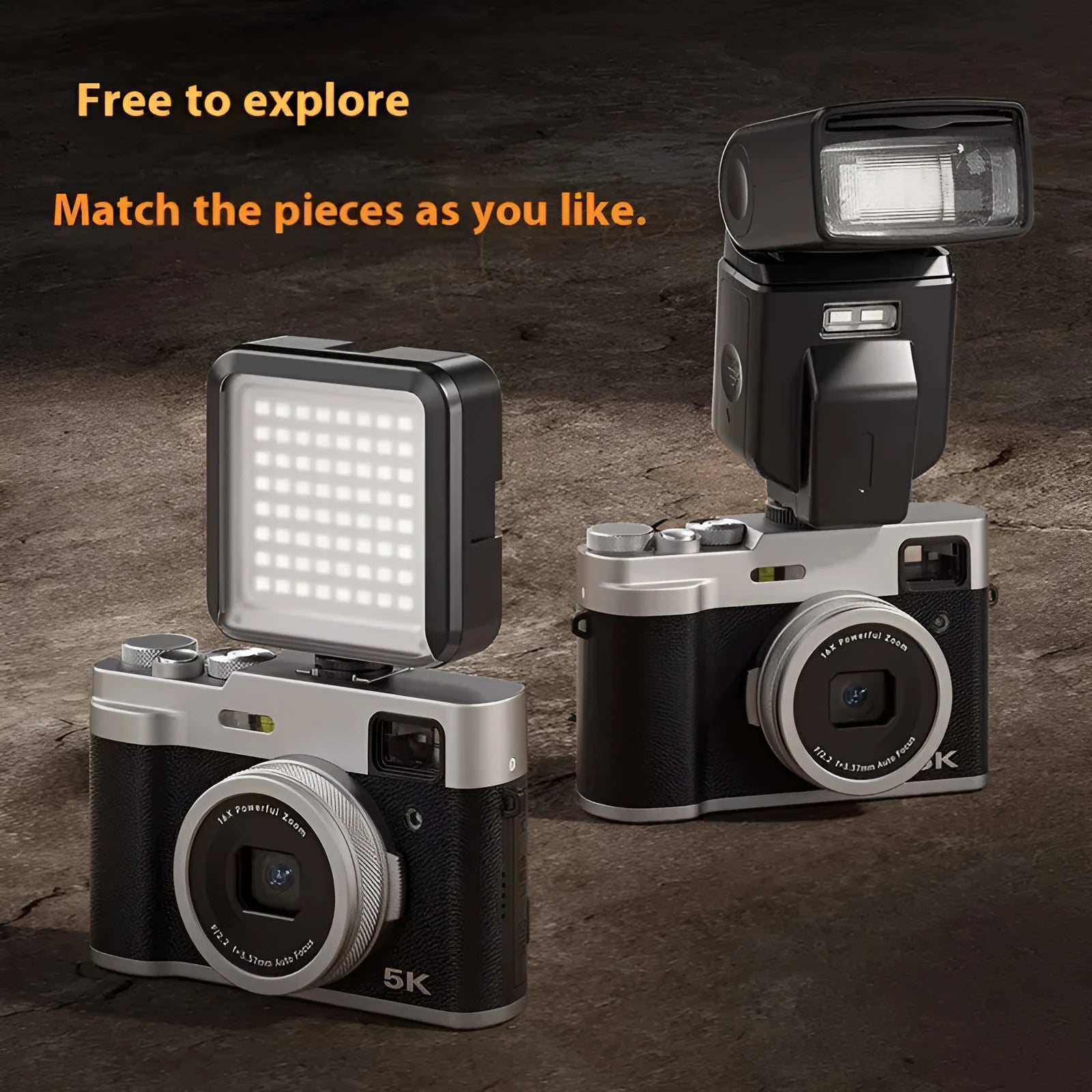Black Kashmir digital camera with front and rear lenses, optical viewfinder, and a 2.88-inch screen on back.
