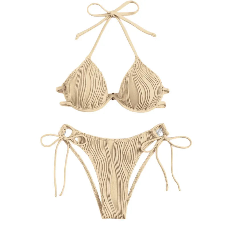 Women's split sexy bikini swimsuit with steel bracket underwire in multiple colour options