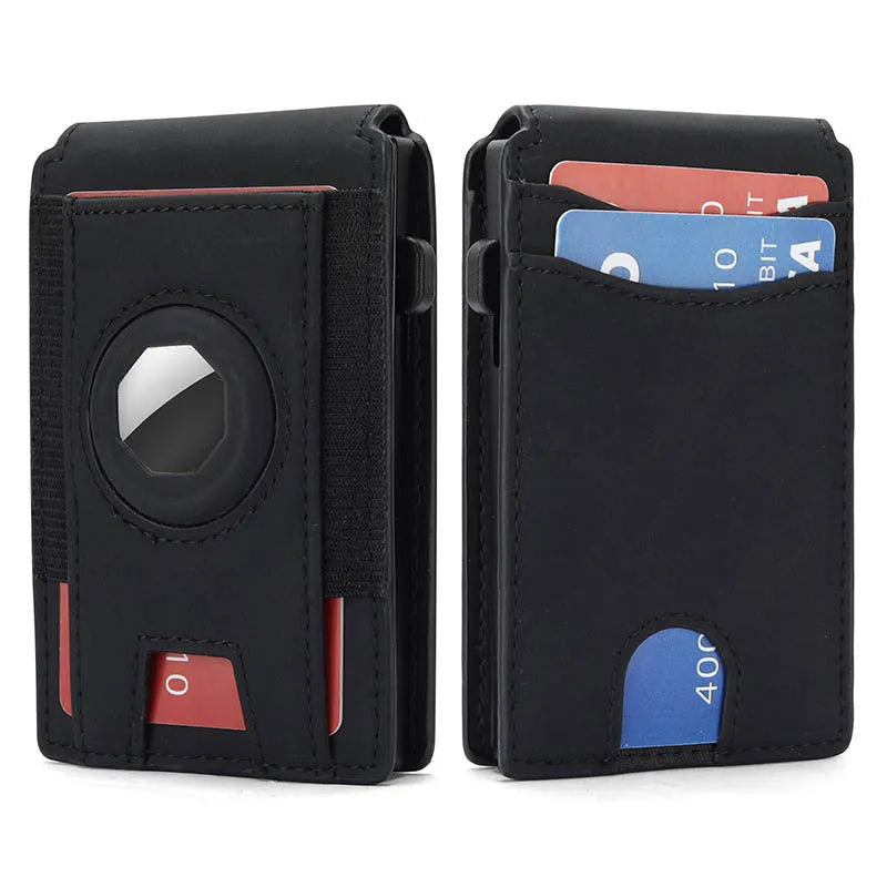 Men's microfiber card holder wallet in black, dark brown, or light brown colour options.