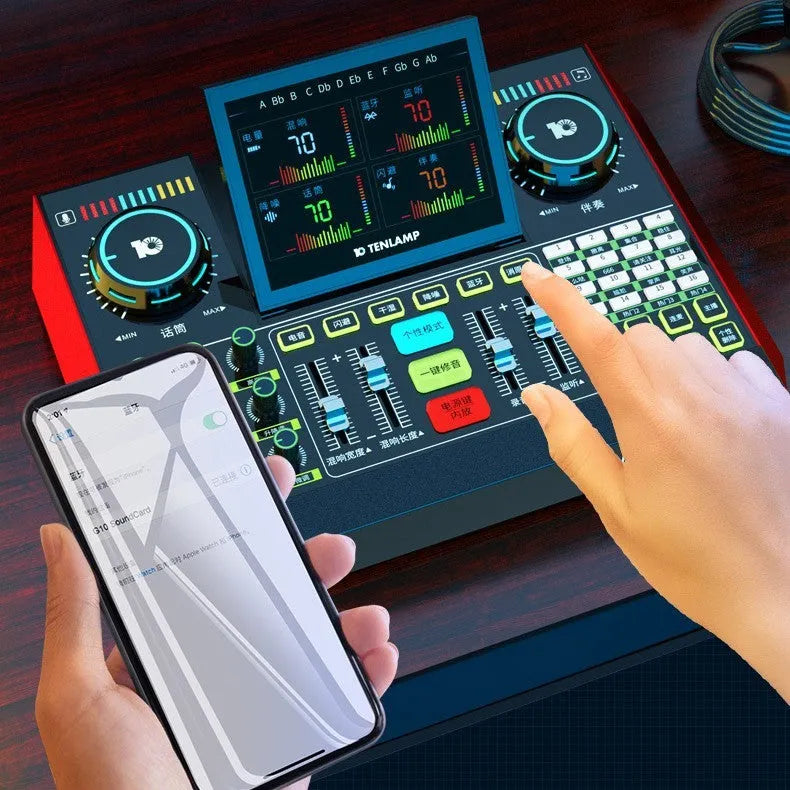 Black G10 computer karaoke sound card with 5.1 channels and Bluetooth 5.0