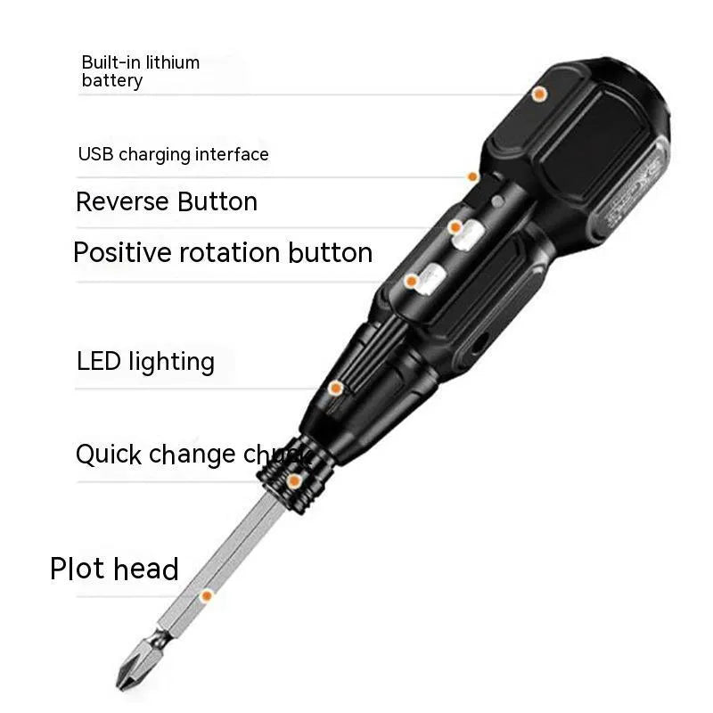 Black and blue alloy steel straight handle rechargeable electric screwdriver with 36V lithium battery