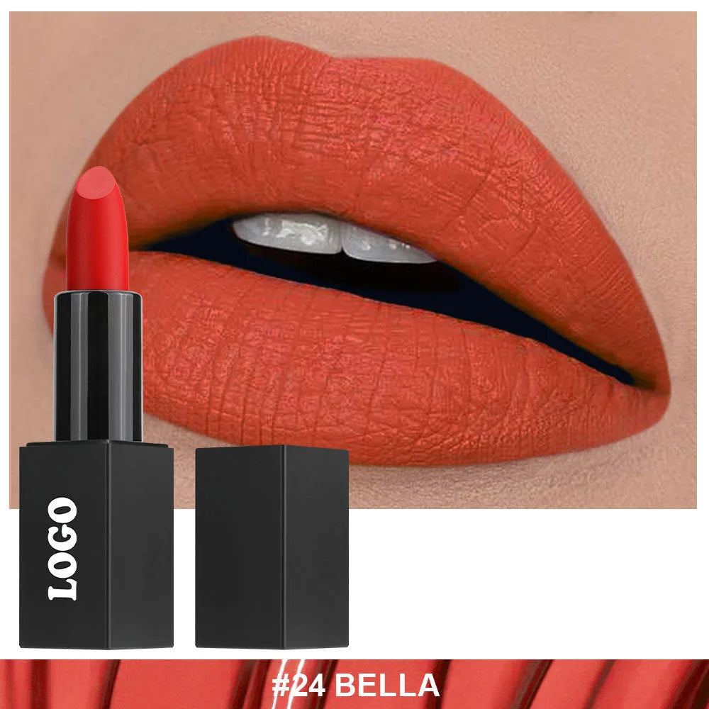 Beauty Does Not Fade matte finish lipstick in one of 24 colours with waterproof anti-discoloration formula.