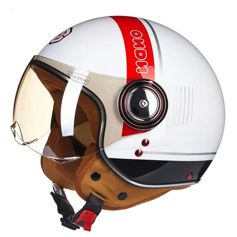 Lightweight ABS half helmet for battery cars in retro design with multiple colour options