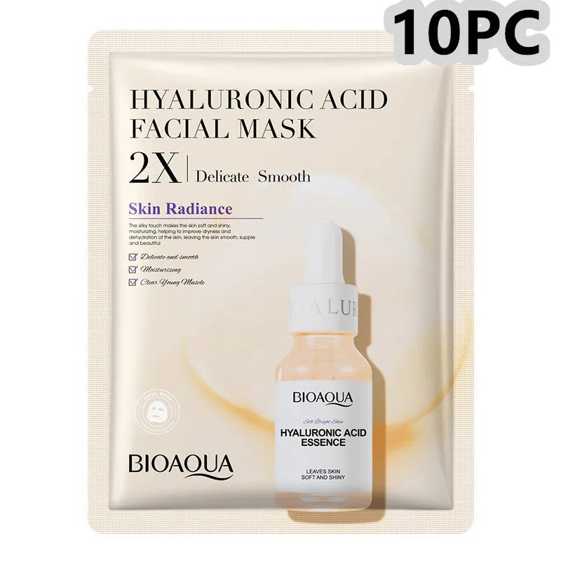 Collagen face sheet mask with 30g gel formula showing hyaluronic acid and Centella Asiatica variants