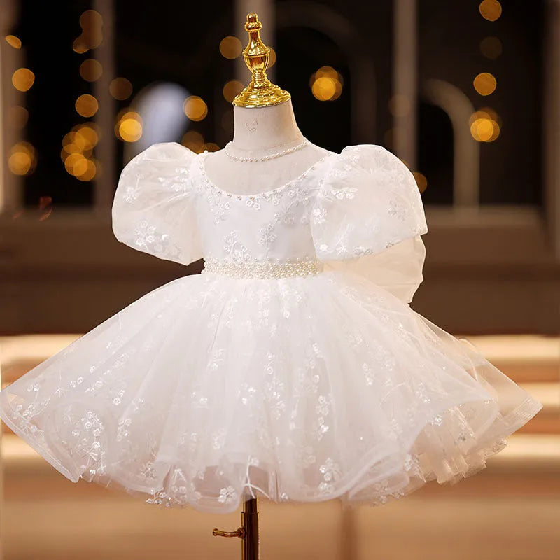 White girls' polyester dress for birthday dinner, available in heights 80cm to 150cm