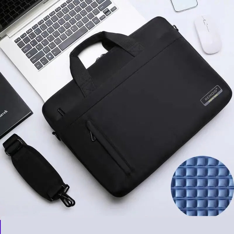 Nylon shoulder bag computer bag in black for 15.6 inch laptop with waterproof and anti-theft features