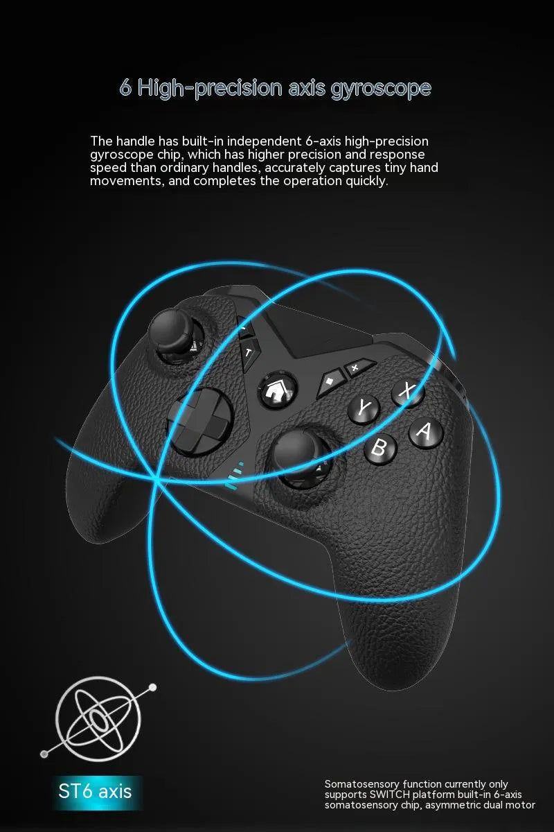 Black wireless game controller with textured leather-grip pattern on handles, shown front and back.
