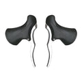 Pair of black aluminium alloy bicycle brake handles for 22.2mm and 23.8mm handlebars.