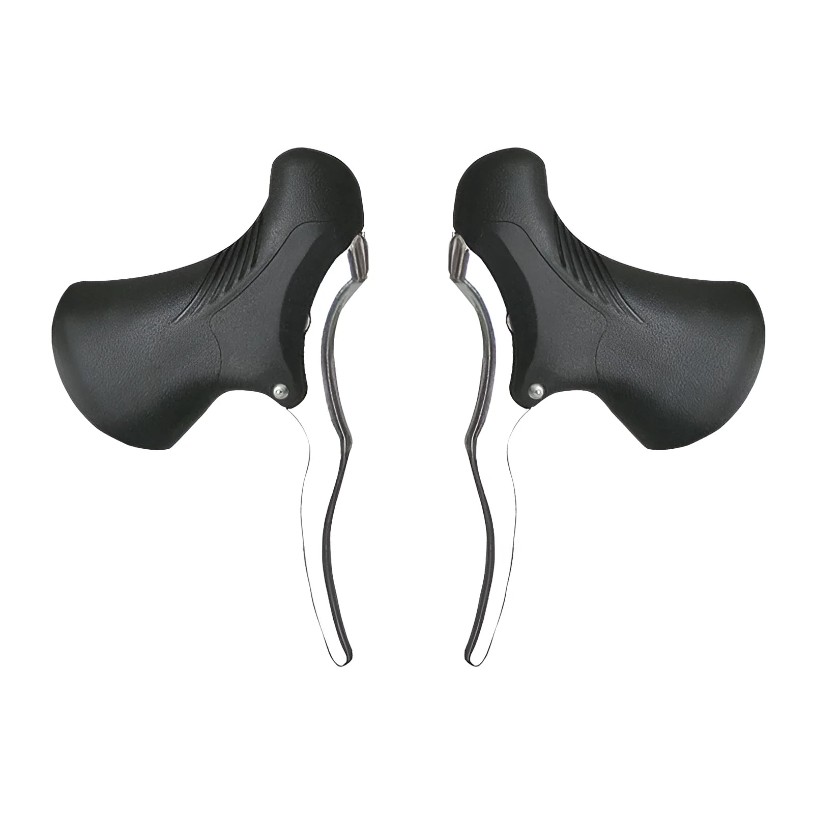 Pair of black aluminium alloy bicycle brake handles for 22.2mm and 23.8mm handlebars.