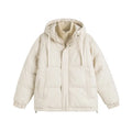 Loose-fit solid colour winter jacket with side pockets shown in beige