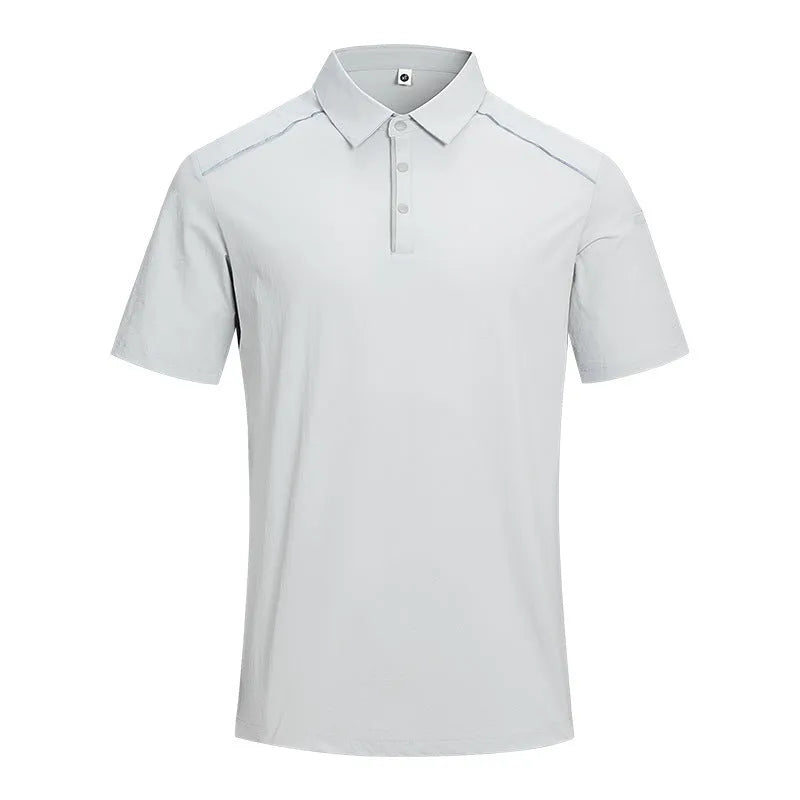 Men's solid colour polo shirt with short sleeves and slit side detail in chemical fibre blend fabric