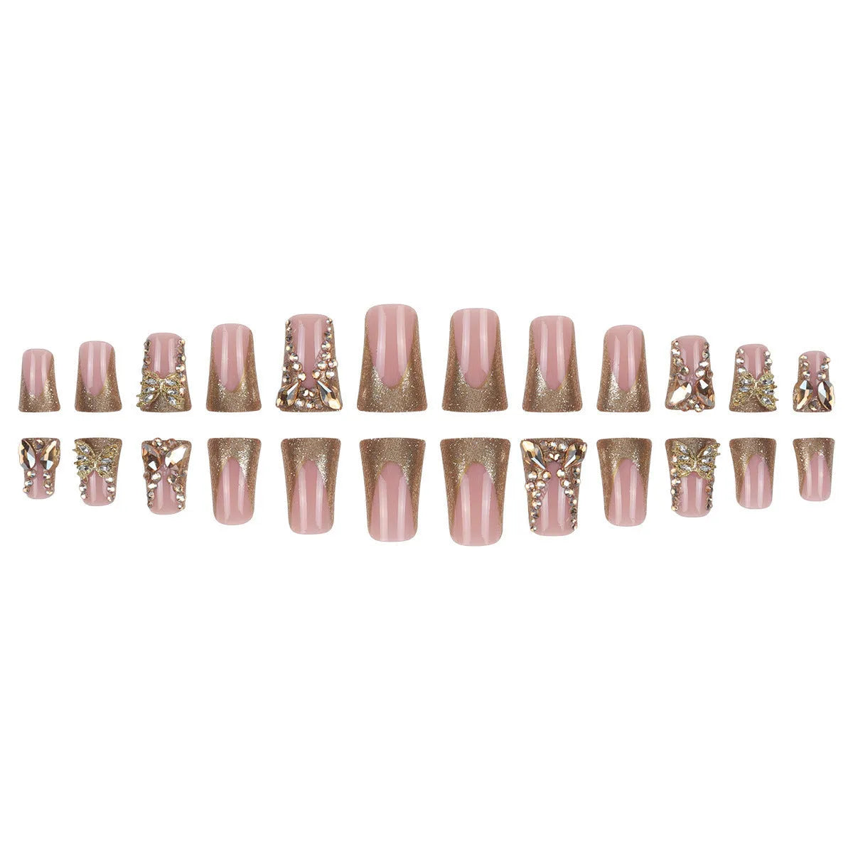 Golden diamond and butterfly design nail stickers in D34 colour with adhesive tube