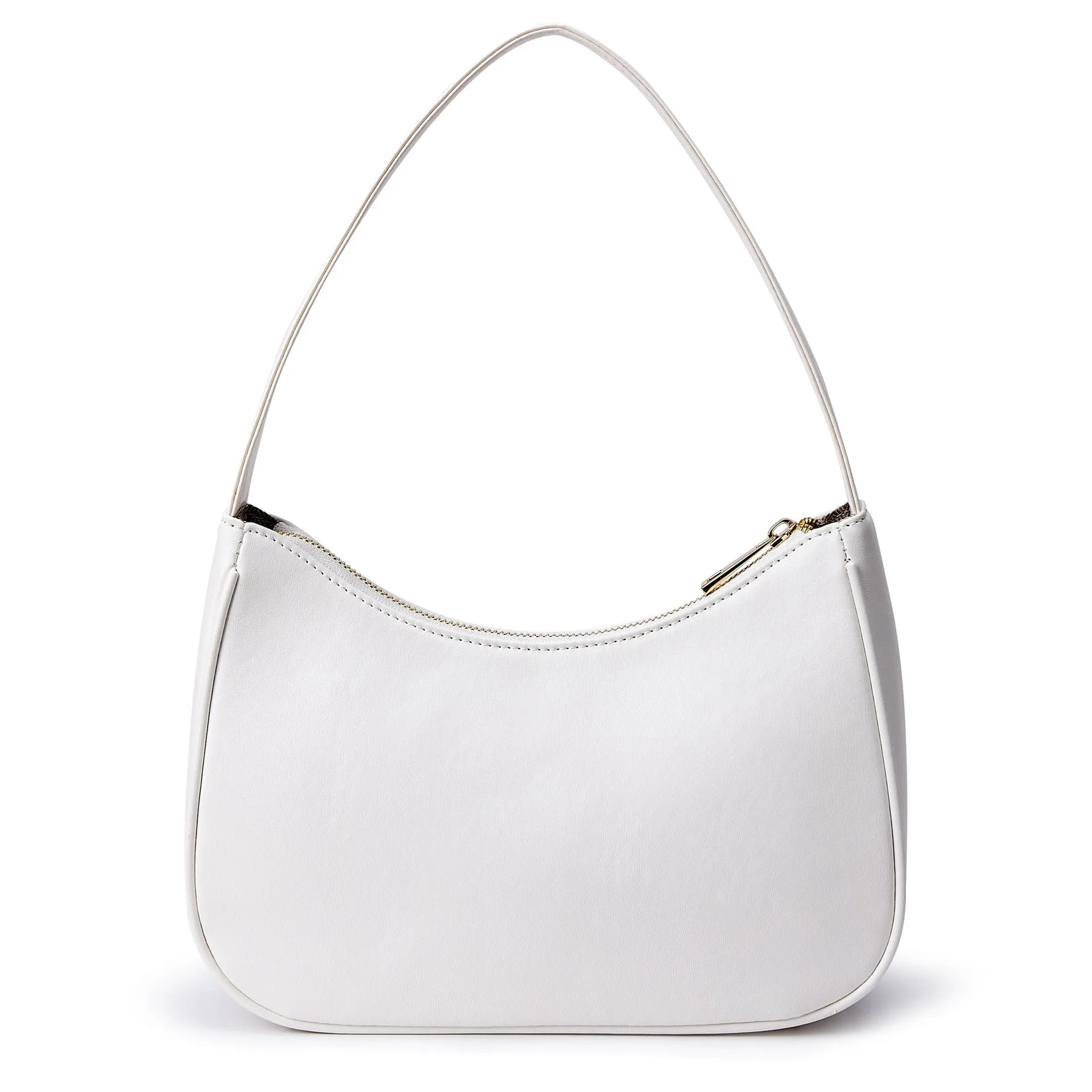 Simple retro waterproof PU shoulder bag in crossbody style shown in apricot colour.