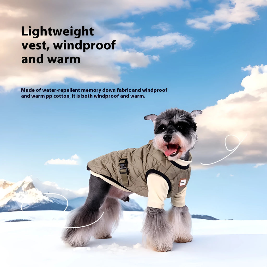 Winter dog clothes two-piece suit in polyester, brown, army green, and wine red colours