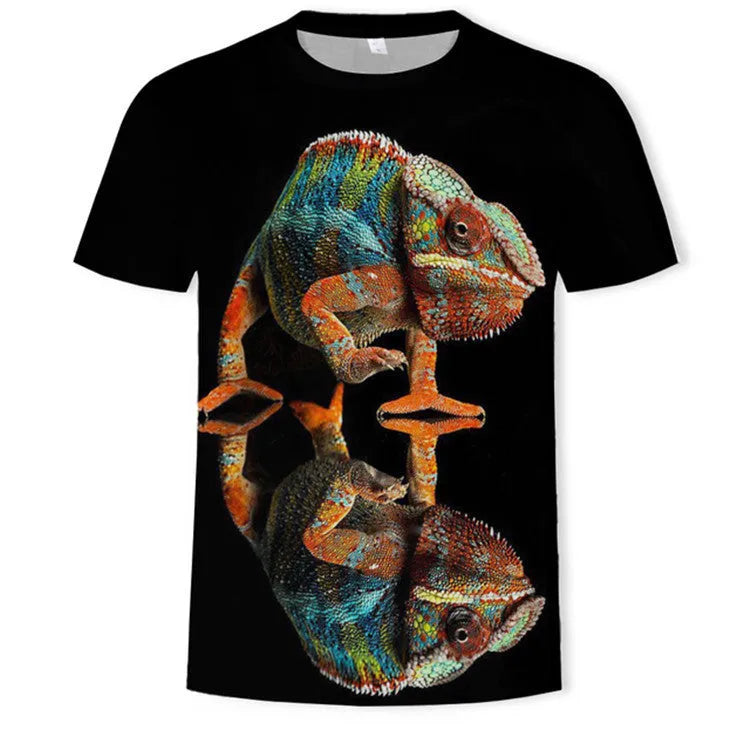 Mens black 3D digital print short sleeved T shirt, no-collar, polyester fibre, sporty style, size XXS to 4XL