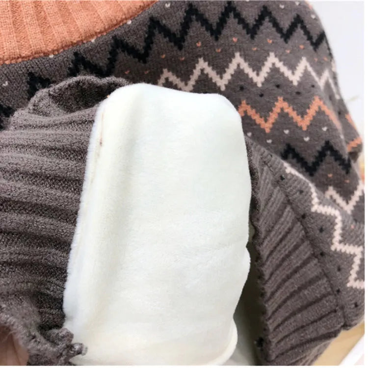 Korean style children's long sleeve wool sweater in apricot colour.