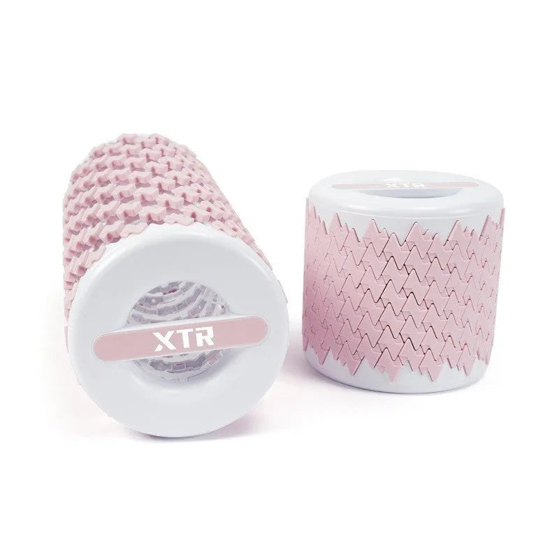 Adjustable telescopic foam roller extended to 45cm length in red colour