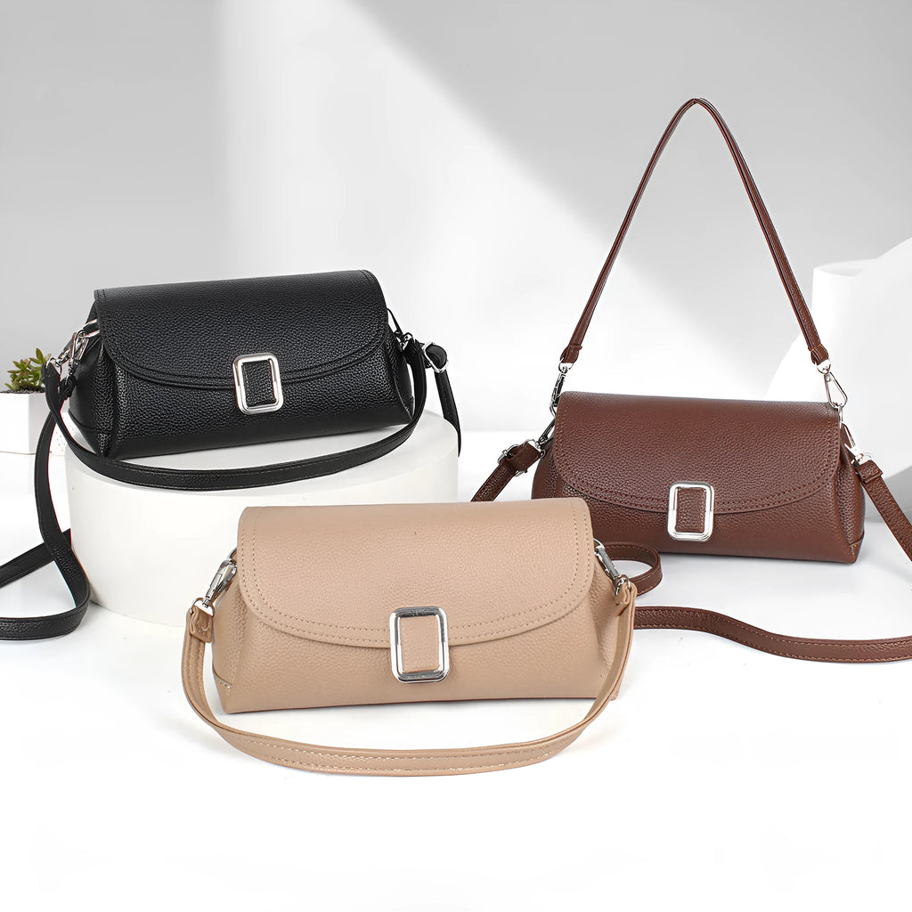 Ladies' PU leather shoulder handbag in six colour options with crossbody strap