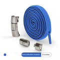 Press-lock no-tie elastic shoelace with 8mm wide flat cotton lace in multiple colour options.
