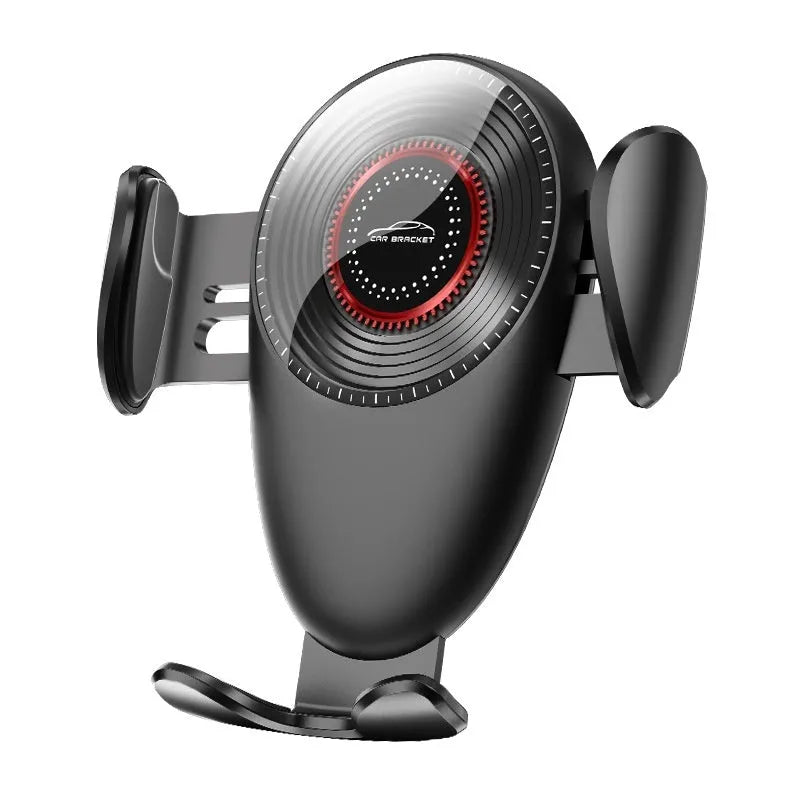 Black car mobile phone bracket with mechanical support frame for air vent mounting