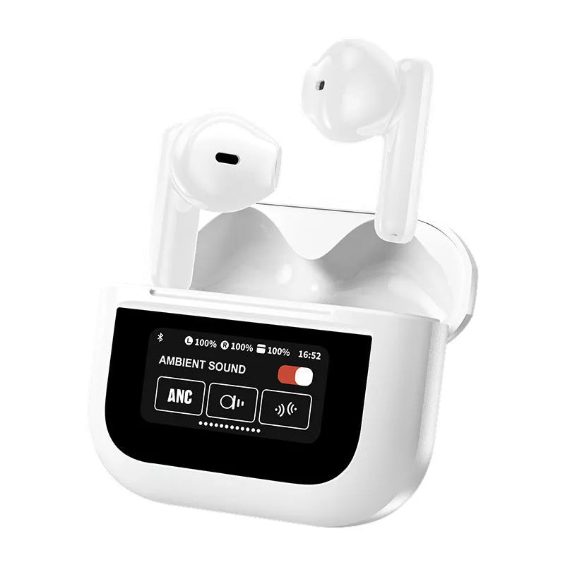 Full-colour touch screen Bluetooth headset with LCD display and ear hook design in YX28 black colour option