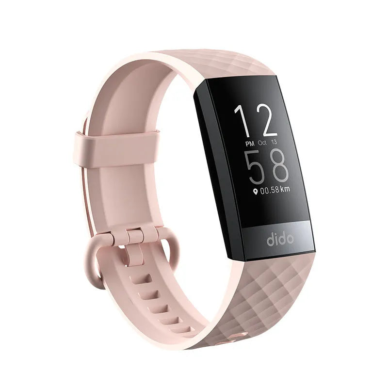 Y6 Black smart health bracelet with 1.1-inch display on a wrist, showing blood pressure and ECG readings.