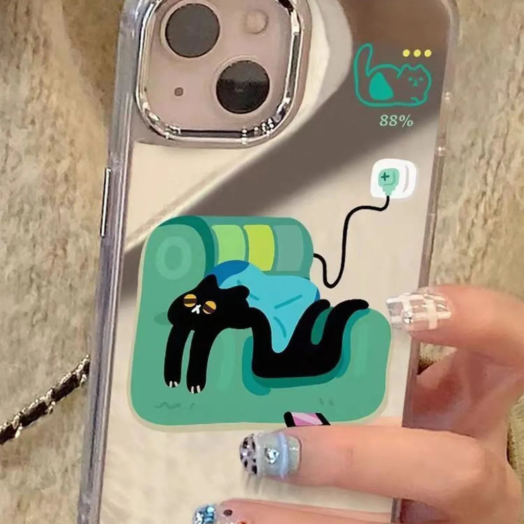 All-inclusive silicone phone case for iPhone 16 series with drop resistance and cartoon sofa cat design