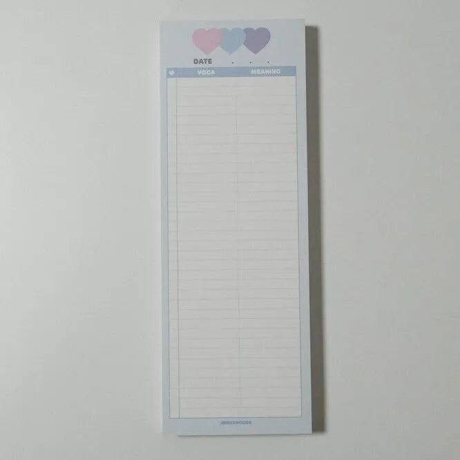 Vertical B5 half learning notepad in blue cover showing double-sided printable paper.