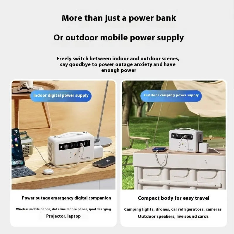 Outdoor 220V portable power supply 200W with compact dimensions and lightweight design