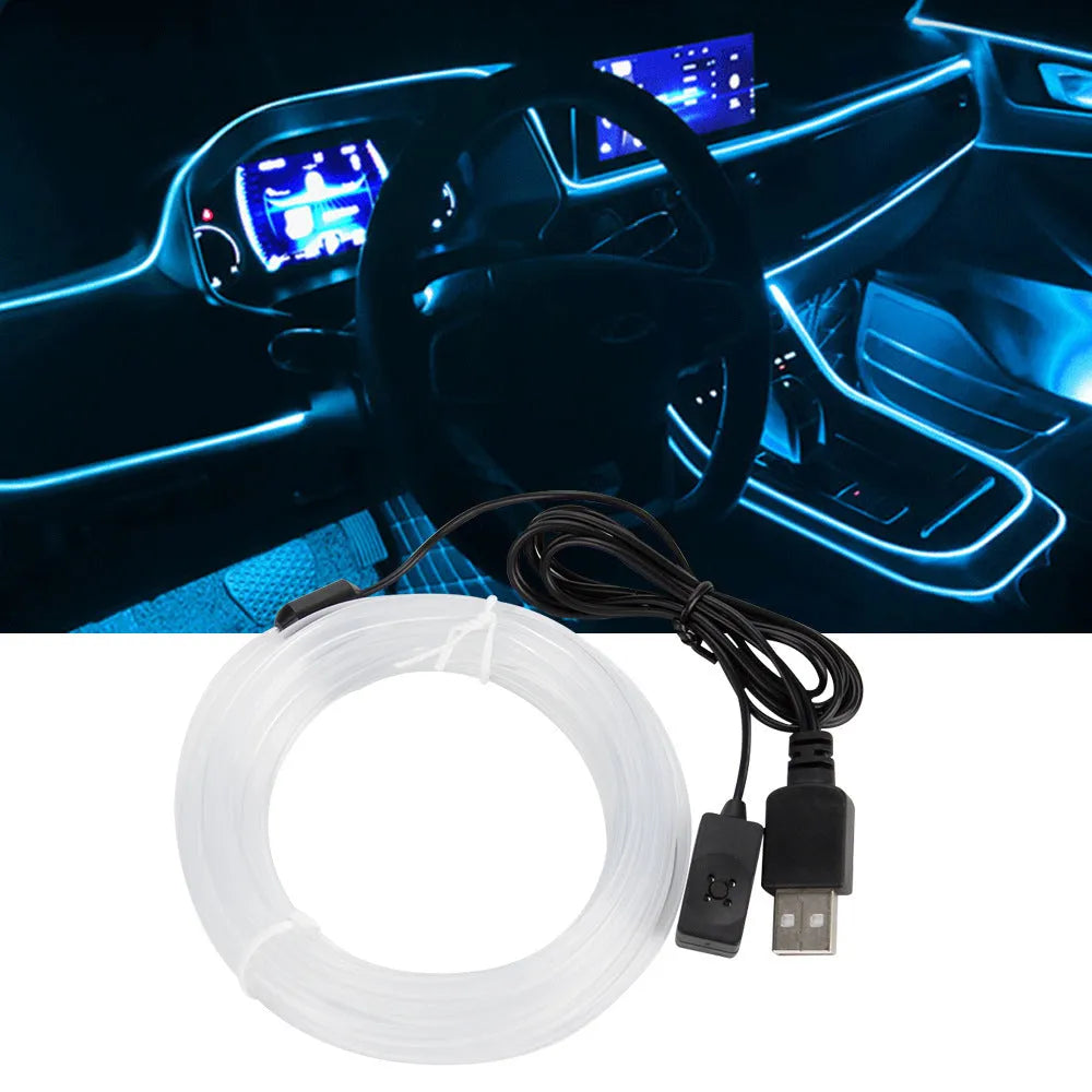 Universal car EL luminous ambience light kit with colourful illumination and USB interface