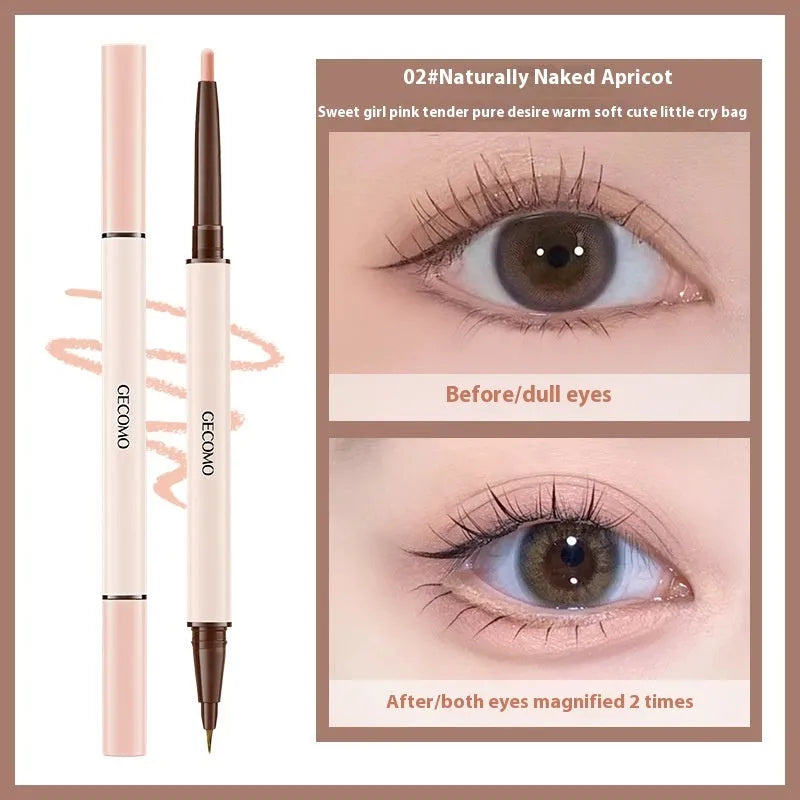 Double headed silkworm eyeliner pen with stereoscopic star eyes design in pearlescent liquid formula