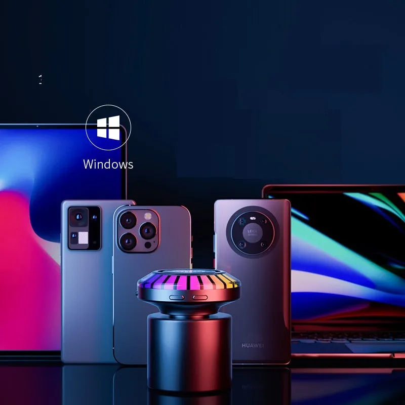 Compact voice-controlled Bluetooth polar light atmosphere lamp with stereo speaker.