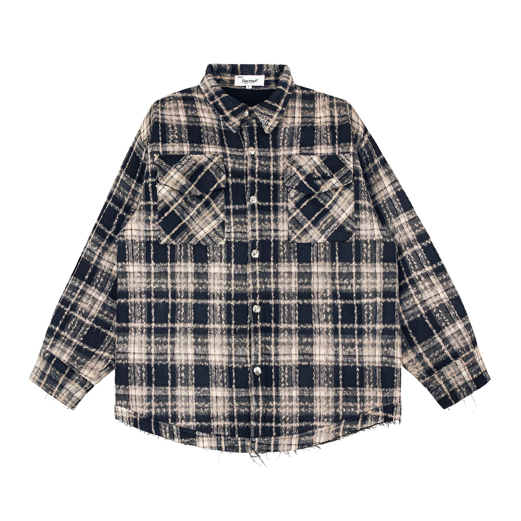Men's retro plaid shirt in cotton blend available in black and red sizes M L XL