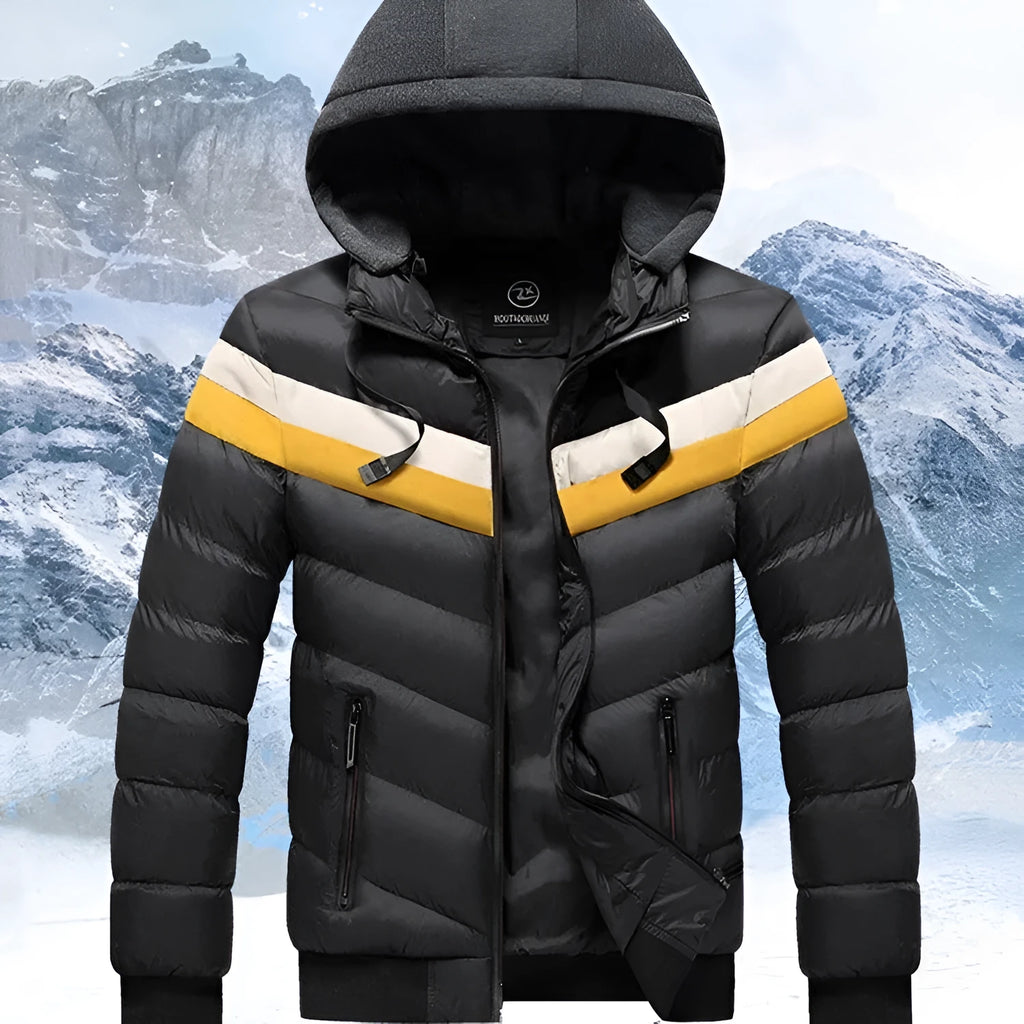 Men's winter casual plus size hooded jacket in thickened polyester, available in multiple colours