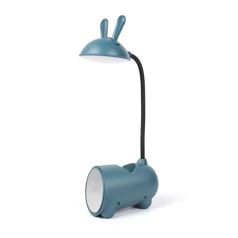 Cartoon-style USB desk lamp with pen container in modern simplicity design