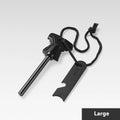 Butterfly-shaped stainless steel outdoor survival tool with firestone and bottle opener, 117mm long.