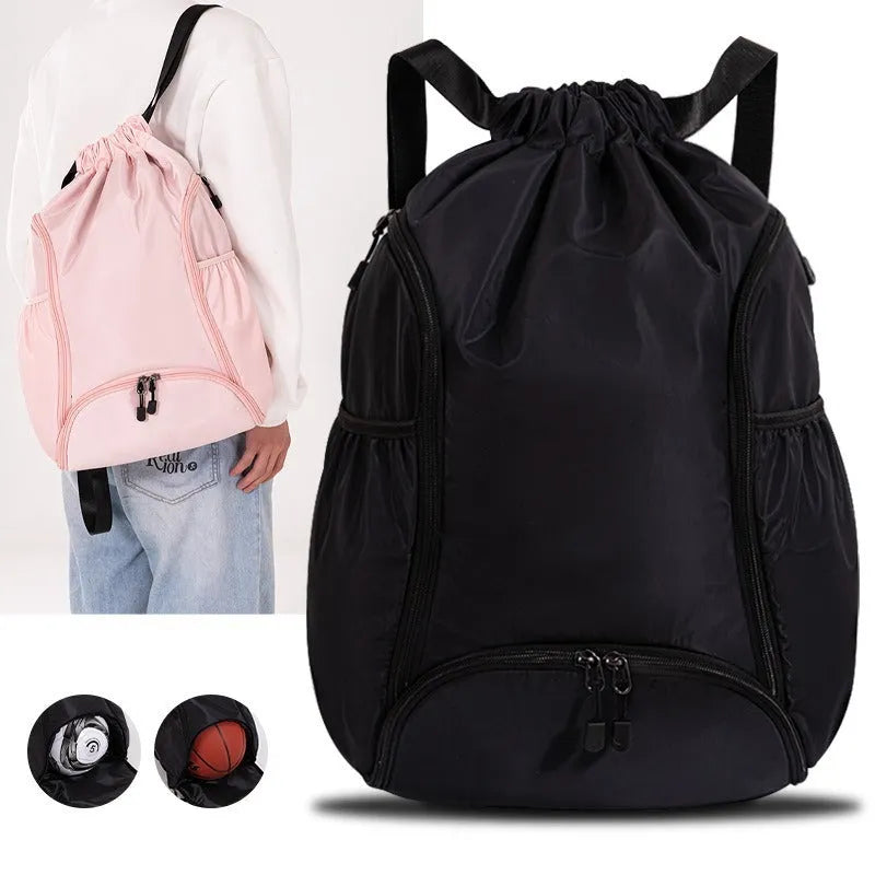 Large cube-style sports backpack drawstring bag in multiple colours with compartments
